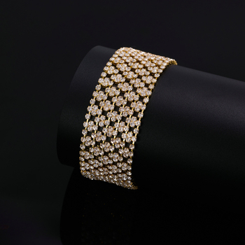 Moterų apyrankė – auksu dengta, geometrinis dizainas, vestuvinės suknelės aksesuaras, Chong'an