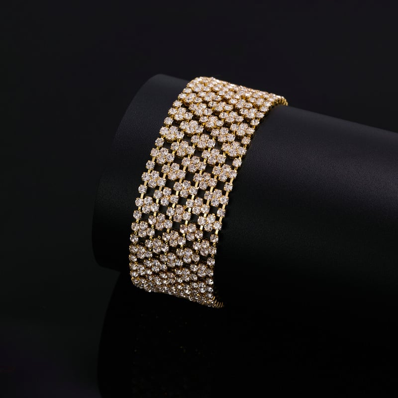 Moterų apyrankė – auksu dengta, geometrinis dizainas, vestuvinės suknelės aksesuaras, Chong'an