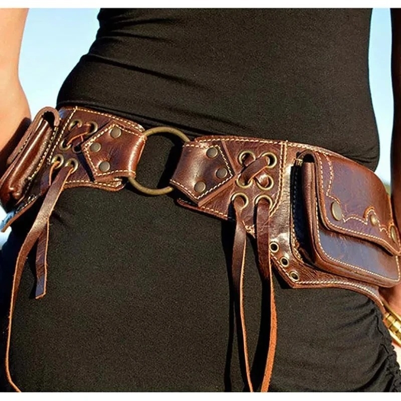Srednjovjekovna steampunk retro pojasna torbica za telefon – Halloween cosplay Viking kostim — Za odrasle, Ljeto 2024, Brand: Other
