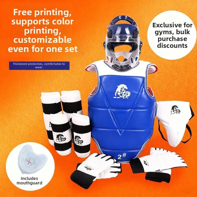 Taekwondo ochranný výstroj kompletný set pre dospelých, zosilnené tréningové vybavenie