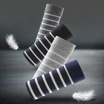 Boxeri bărbați în dungi, bumbac tricotat, respirabili, modelare a corpului, talie medie