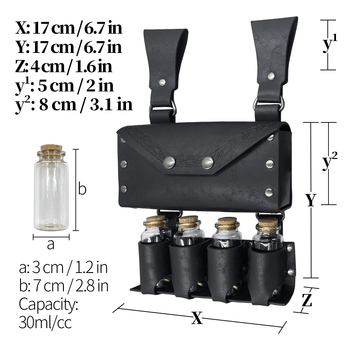Cosplay övtáska középkori alkímiai üveggel, nordikus Viking-stílusú retro — Haifan, felnőtteknek, 2024 tavasz