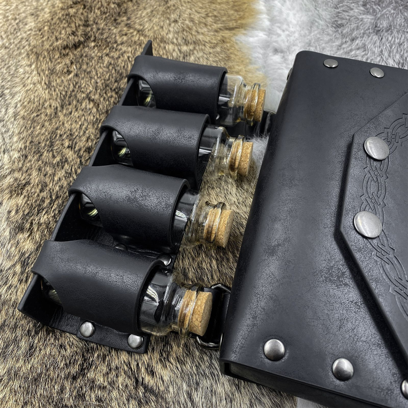 Cosplay övtáska középkori alkímiai üveggel, nordikus Viking-stílusú retro — Haifan, felnőtteknek, 2024 tavasz