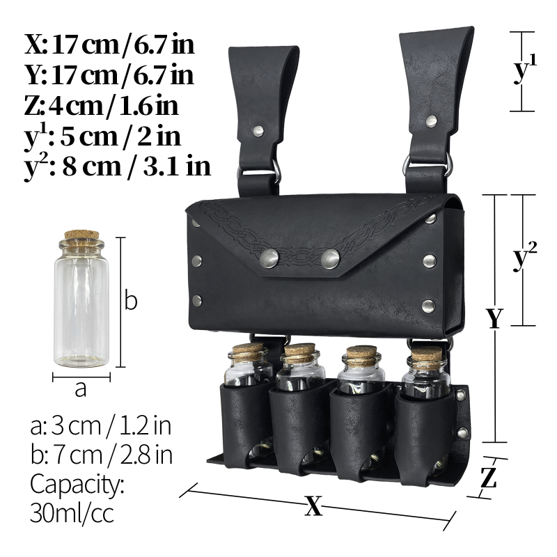 Cosplay övtáska középkori alkímiai üveggel, nordikus Viking-stílusú retro — Haifan, felnőtteknek, 2024 tavasz