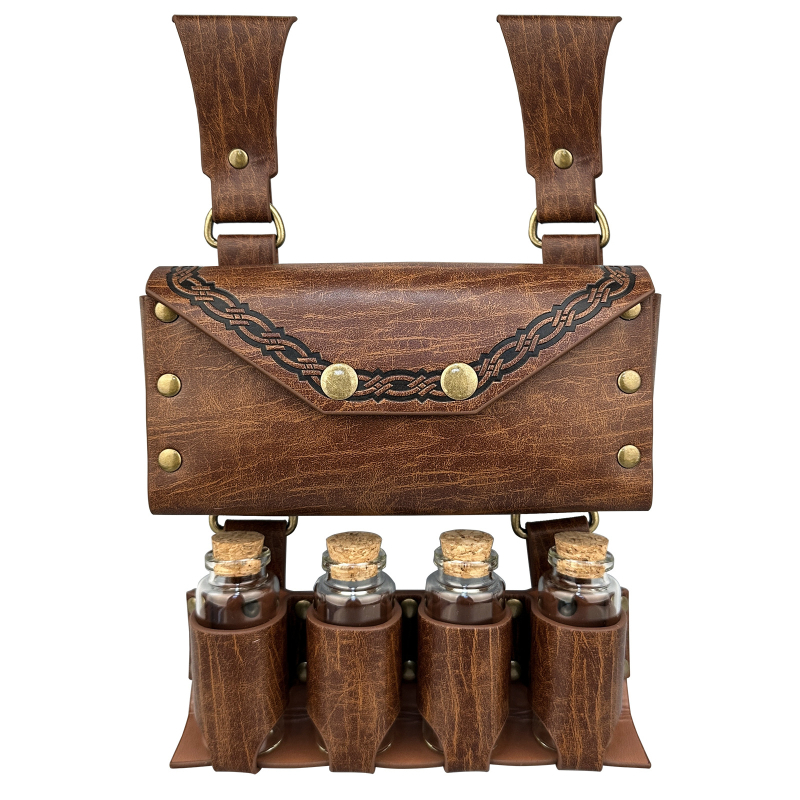 Cosplay övtáska középkori alkímiai üveggel, nordikus Viking-stílusú retro — Haifan, felnőtteknek, 2024 tavasz