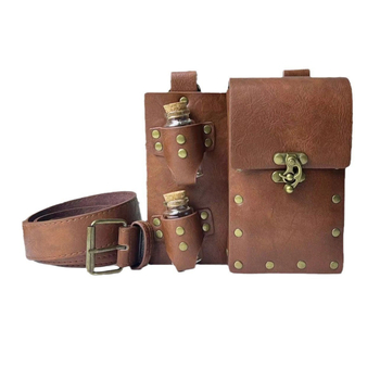 Geantă de depozitare steampunk și curea medievală pentru cosplay renascentist, material PU, adult, lansare primăvara 2024