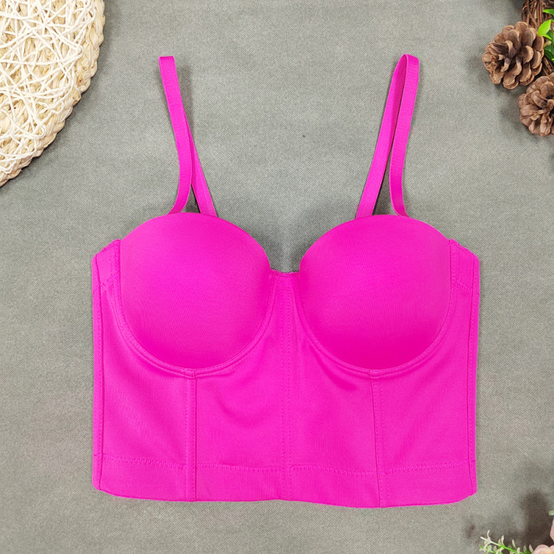 Top cami tubular slim pentru femei, lungime scurtă, bretele detașabile, material din fibre de acetat