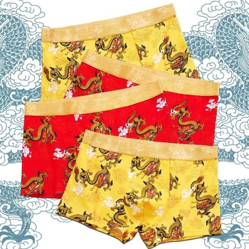 Boxeri pentru bărbați din bumbac, cu model dragon – respirabili, talie joasă, potriviți pentru primăvară