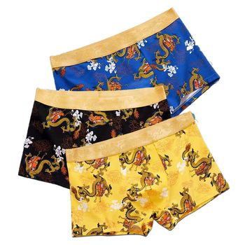 Boxeri pentru bărbați din bumbac, cu model dragon – respirabili, talie joasă, potriviți pentru primăvară