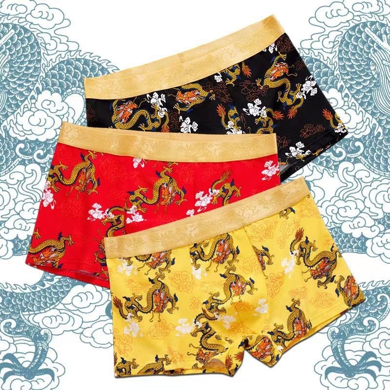 Boxeri pentru bărbați din bumbac, cu model dragon – respirabili, talie joasă, potriviți pentru primăvară