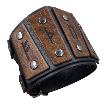 Kožna narukvica sa srednjovjekovnim runama, nordijski Viking stil, cosplay rekvizita (Odrasli, proljeće 2024)
