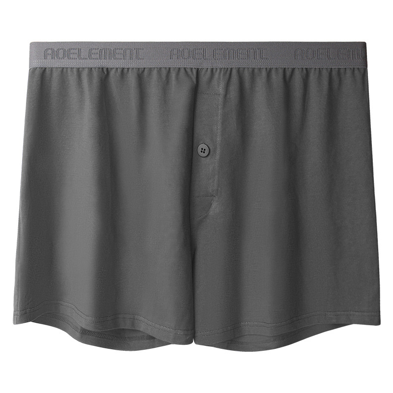 Boxeri bărbați din bumbac respirant pentru acasă, talie medie, tricot, culoare solidă, căptușeală în zona inghinală cu Spandex <30%