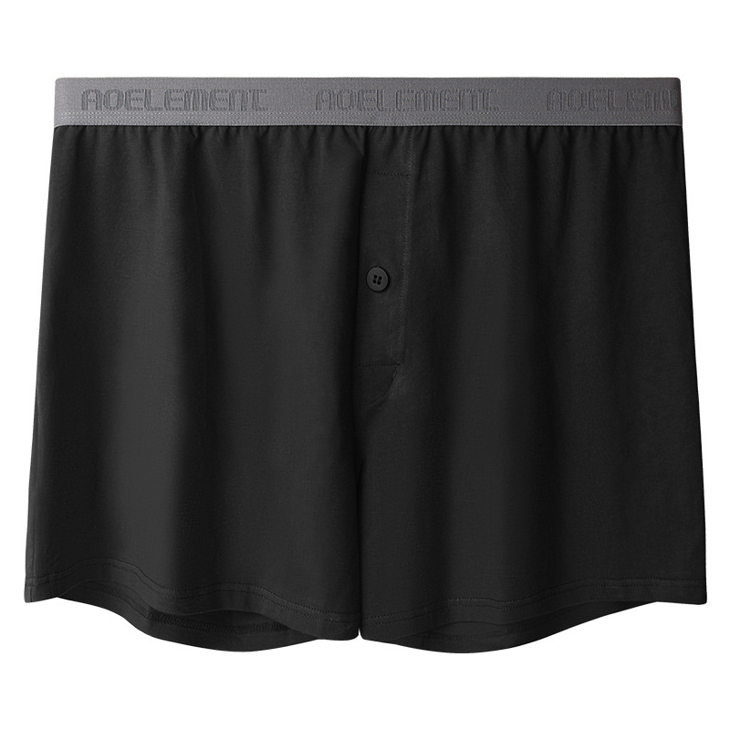 Boxeri bărbați din bumbac respirant pentru acasă, talie medie, tricot, culoare solidă, căptușeală în zona inghinală cu Spandex <30%