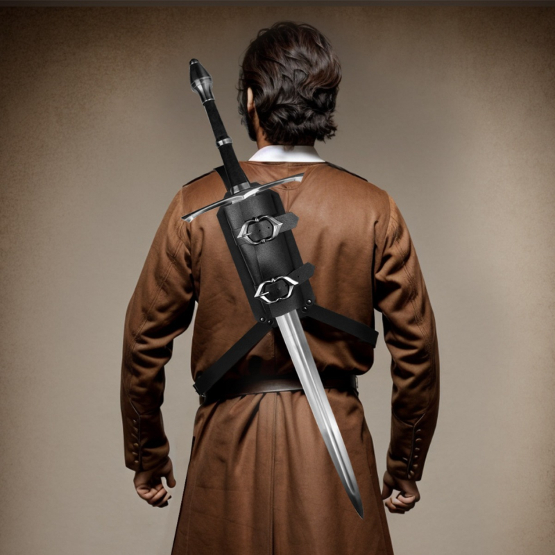 Teacă de sabie din piele, reglabilă, pentru cosplay medieval-fantezie, stil Renaștere, accesoriu pentru costum