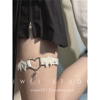 Inel de gleznă cu aripi, stil punk goth, motiv inimă; accesorii pentru coapsă cu curea; Brand: Other; Categorie: Spot goods; An/Sezon: Other