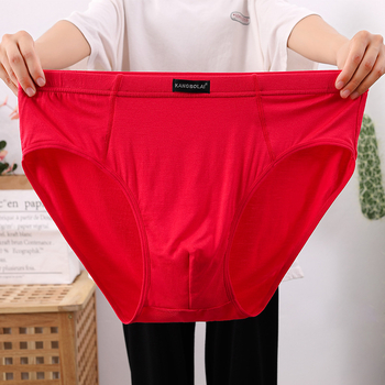 Plus-size muške bokserice od bambusovih vlakana-modal, crvene, širokog kroja, prozračne