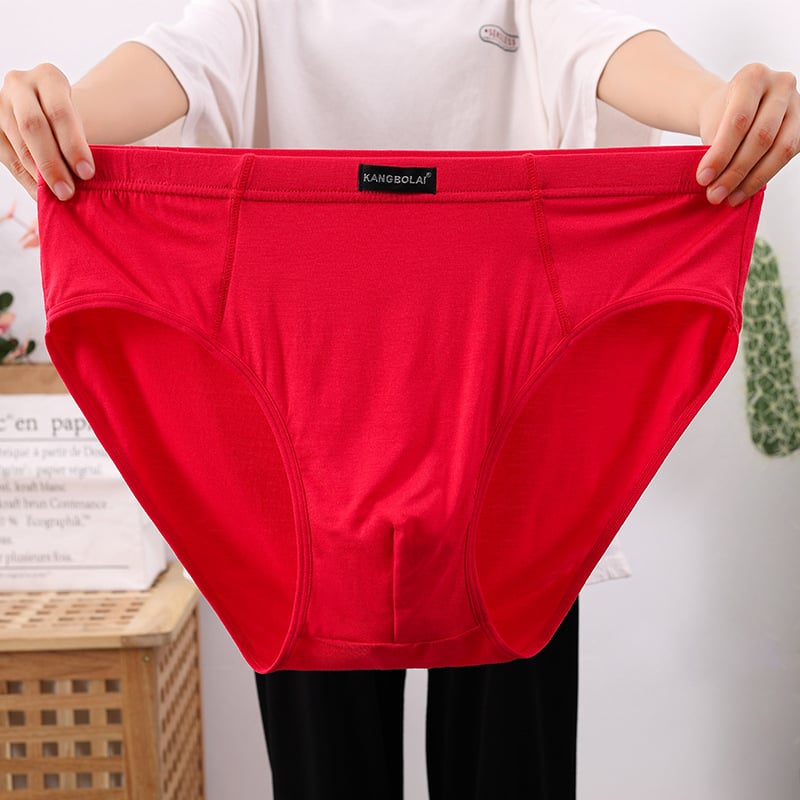 Plus-size muške bokserice od bambusovih vlakana-modal, crvene, širokog kroja, prozračne