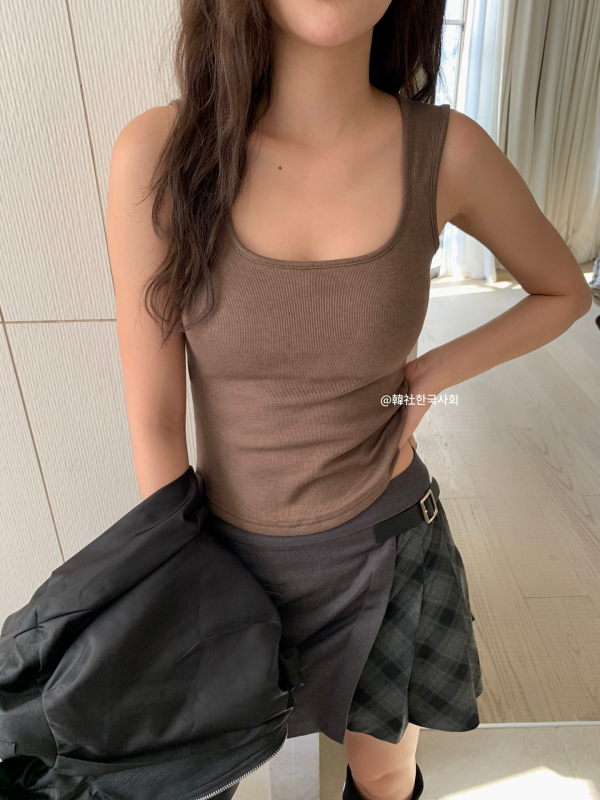 Top camisolă, croială slim, lungime scurtă, monocrom, amestec viscose-spandex, Toamnă 2025