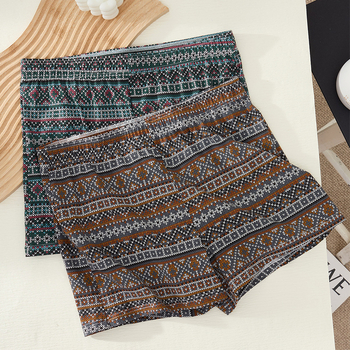 Boxeri bărbați din bumbac, croială relaxată, talie medie, țesătură jacquard, imprimeuri camuflaj și geometrice, respirabili