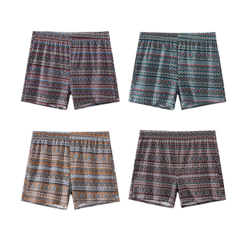 Boxeri bărbați din bumbac, croială relaxată, talie medie, țesătură jacquard, imprimeuri camuflaj și geometrice, respirabili