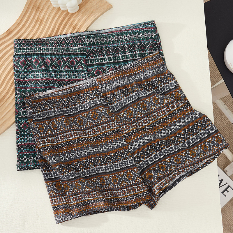 Boxeri bărbați din bumbac, croială relaxată, talie medie, țesătură jacquard, imprimeuri camuflaj și geometrice, respirabili