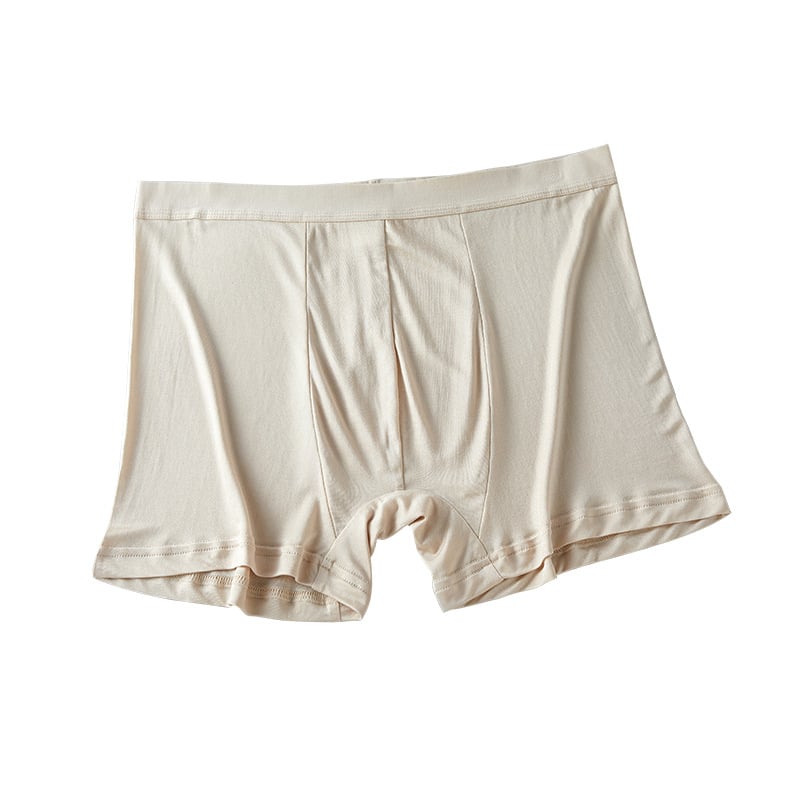 Férfi selyem boxer rövidnadrág U-alakú tasakkal, 100% Mulberry selyem, kettős rétegű lélegző kötött anyag, középmagas derék