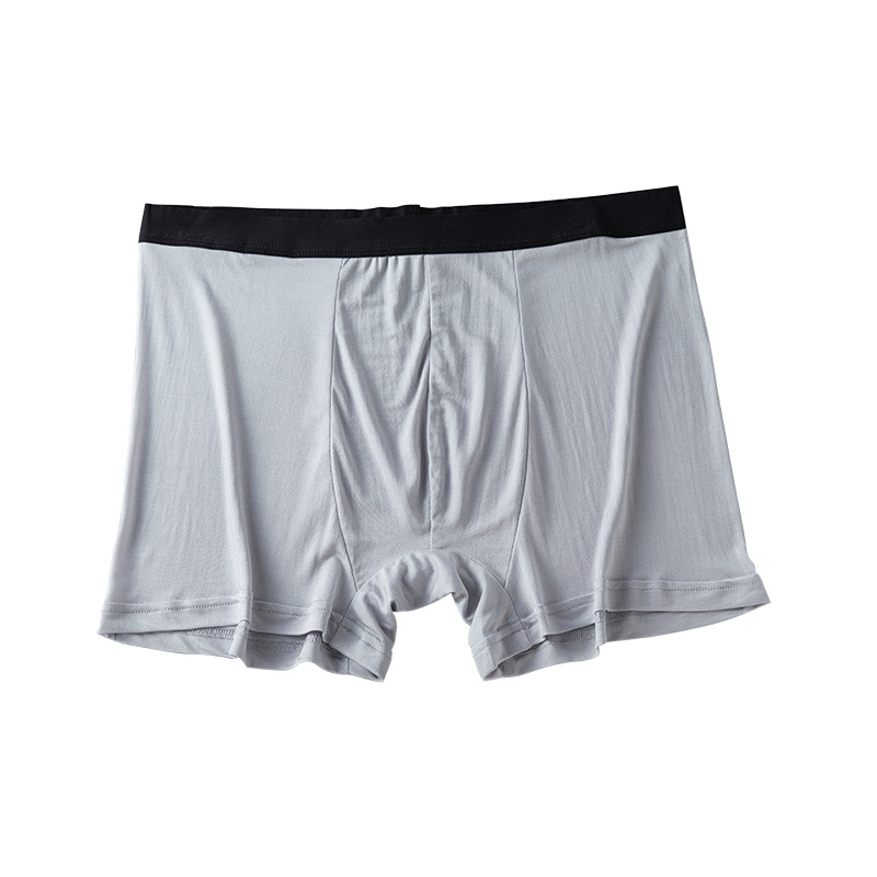 Férfi selyem boxer rövidnadrág U-alakú tasakkal, 100% Mulberry selyem, kettős rétegű lélegző kötött anyag, középmagas derék