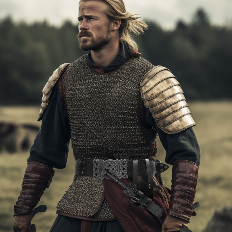 Kožna futrola za mač s visećom torbom — srednjovjekovni Viking stil, za vanjsku upotrebu (Odrasli, proljeće 2024, na skladištu)