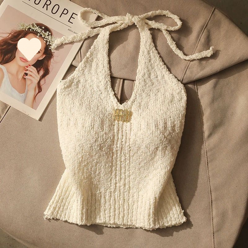 Top tricotat cu halter și pulover cald — amestec de lână, versiune neregulată, stil urban tricotat, bretele neînlăturabile, pentru femei adulte