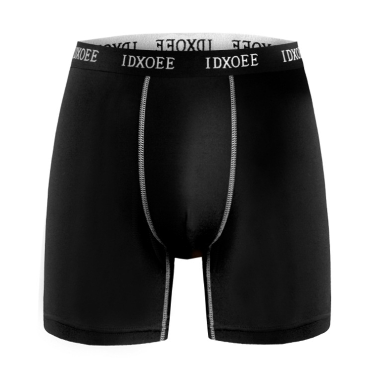 Muške sportske bokserice s anti-trenje, dugi kroj, prozračna Milk Silk poliester tkanina, srednje visina struka, za sve sezone.