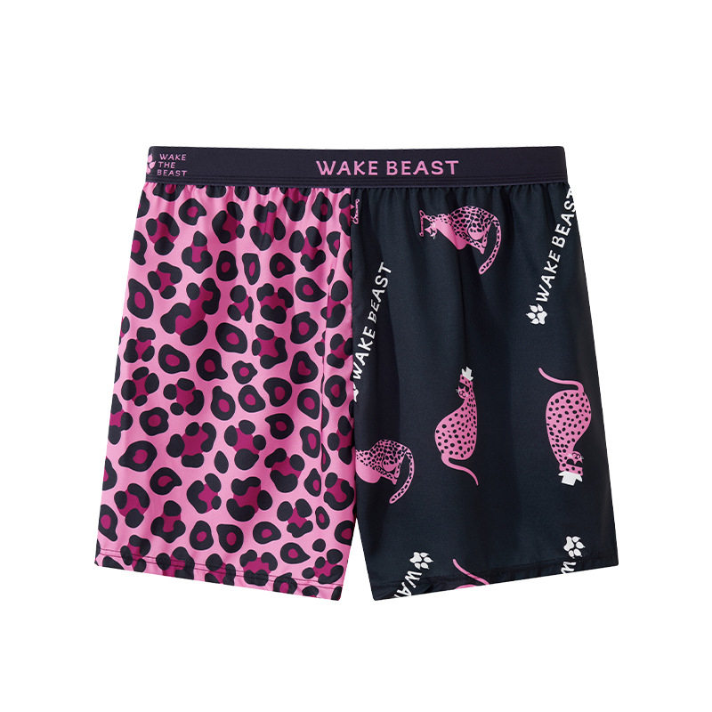 Muške bokserice s leopard uzorkom, prozračan poliester, antibakterijski, srednja visina struka, ljeto