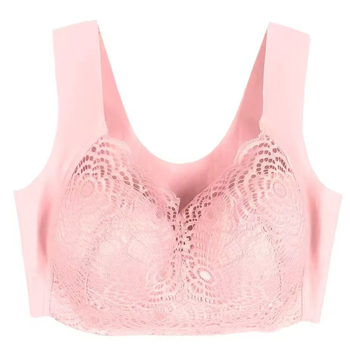Csipkés, vezeték nélküli push-up melltartó, top-stílusú, pluszméretekhez