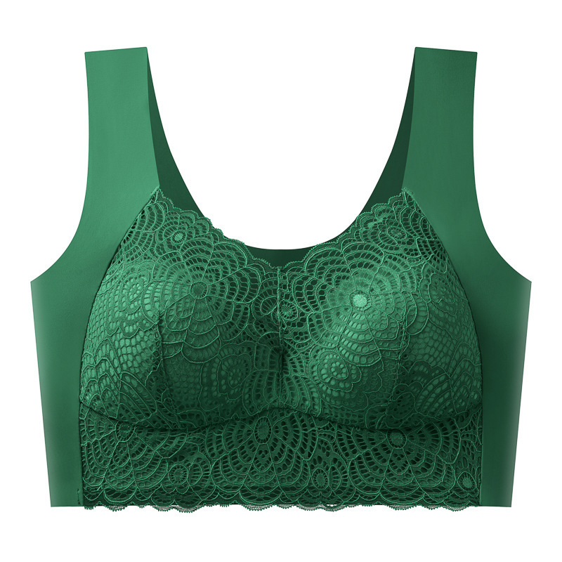 Csipkés, vezeték nélküli push-up melltartó, top-stílusú, pluszméretekhez