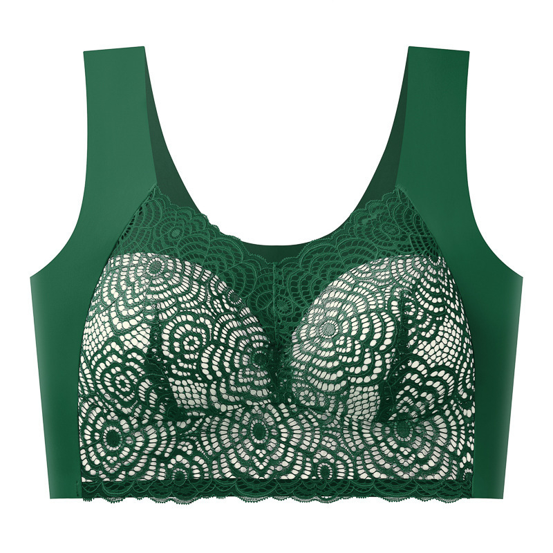 Csipkés, vezeték nélküli push-up melltartó, top-stílusú, pluszméretekhez