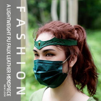 Accesoriu pentru cap din piele pentru cosplay - Stil pădure medieval, ornament frontal cu gravură pe frunze de viță, pentru adulți (Brand: Altul; Sursă: În stoc; Lansare: Primăvara 2025)