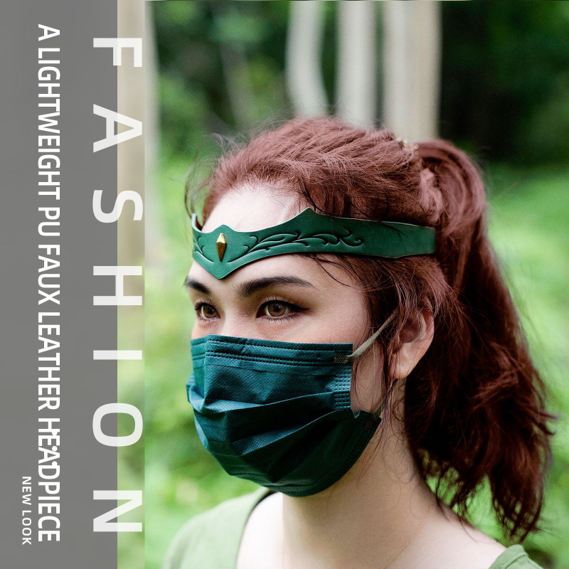 Accesoriu pentru cap din piele pentru cosplay - Stil pădure medieval, ornament frontal cu gravură pe frunze de viță, pentru adulți (Brand: Altul; Sursă: În stoc; Lansare: Primăvara 2025)