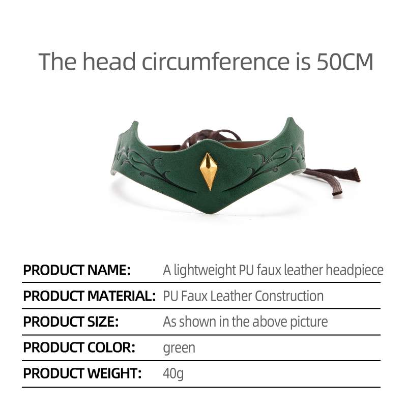 Accesoriu pentru cap din piele pentru cosplay - Stil pădure medieval, ornament frontal cu gravură pe frunze de viță, pentru adulți (Brand: Altul; Sursă: În stoc; Lansare: Primăvara 2025)