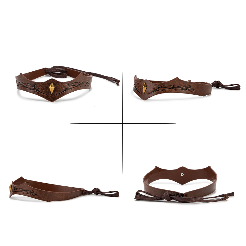 Accesoriu pentru cap din piele pentru cosplay - Stil pădure medieval, ornament frontal cu gravură pe frunze de viță, pentru adulți (Brand: Altul; Sursă: În stoc; Lansare: Primăvara 2025)