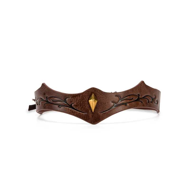 Accesoriu pentru cap din piele pentru cosplay - Stil pădure medieval, ornament frontal cu gravură pe frunze de viță, pentru adulți (Brand: Altul; Sursă: În stoc; Lansare: Primăvara 2025)