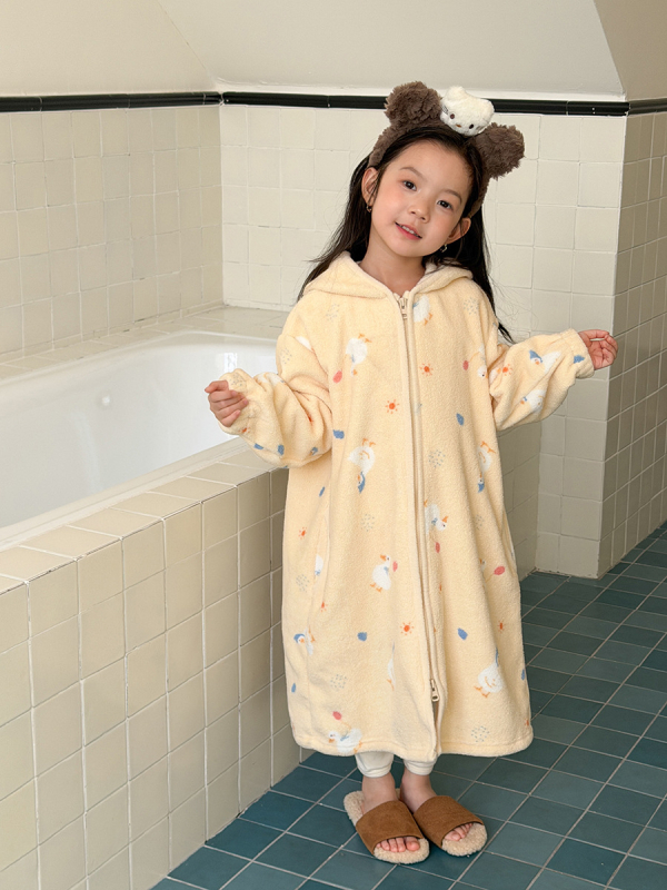 Halat de baie pentru copii cu glugă, imprimeu Cartoon cu buline, fleece coral, 100% poliester, cald pentru iarnă, pentru copii 3-8 ani