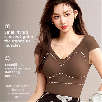 Vesta termică din nailon cu pernă pentru sân, decolteu în V, pulover, Slimming, Anti-Pilling