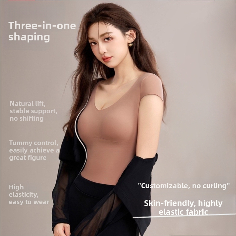 Vesta termică din nailon cu pernă pentru sân, decolteu în V, pulover, Slimming, Anti-Pilling