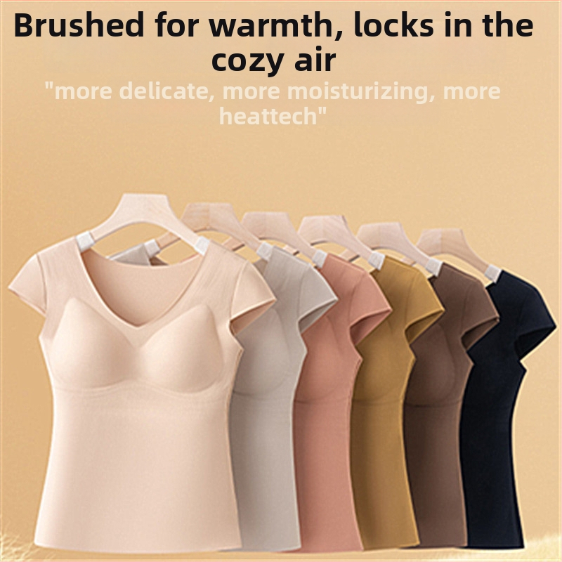 Vesta termică din nailon cu pernă pentru sân, decolteu în V, pulover, Slimming, Anti-Pilling