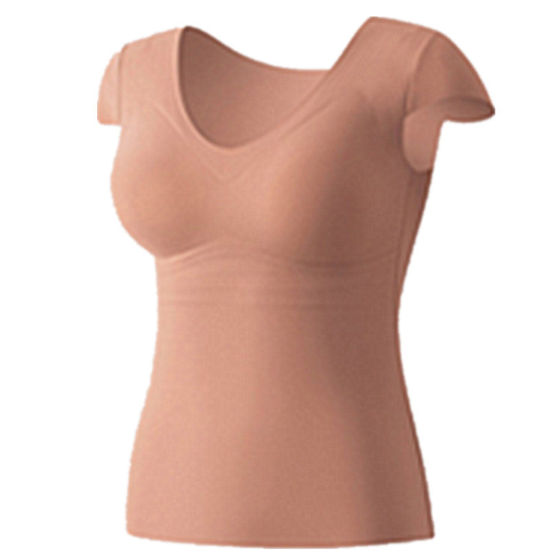 Vesta termică din nailon cu pernă pentru sân, decolteu în V, pulover, Slimming, Anti-Pilling