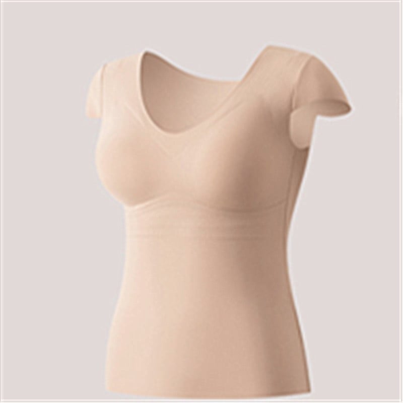 Vesta termică din nailon cu pernă pentru sân, decolteu în V, pulover, Slimming, Anti-Pilling