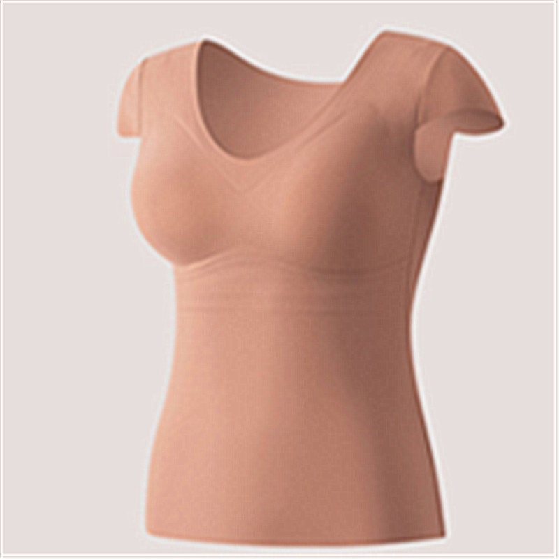 Vesta termică din nailon cu pernă pentru sân, decolteu în V, pulover, Slimming, Anti-Pilling