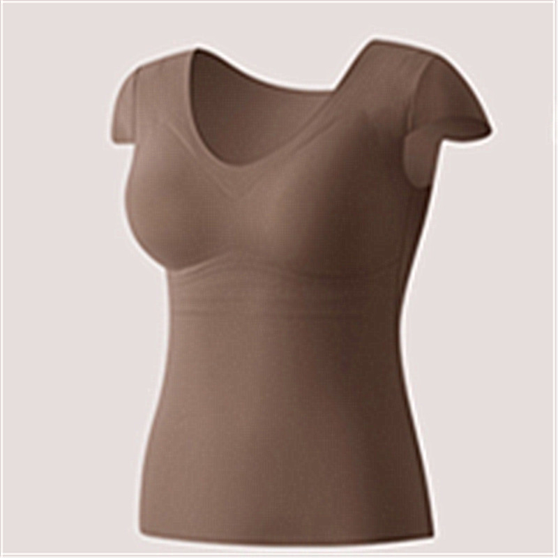 Vesta termică din nailon cu pernă pentru sân, decolteu în V, pulover, Slimming, Anti-Pilling