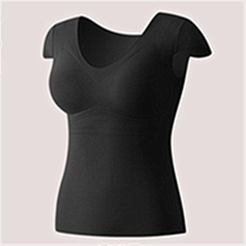 Vesta termică din nailon cu pernă pentru sân, decolteu în V, pulover, Slimming, Anti-Pilling