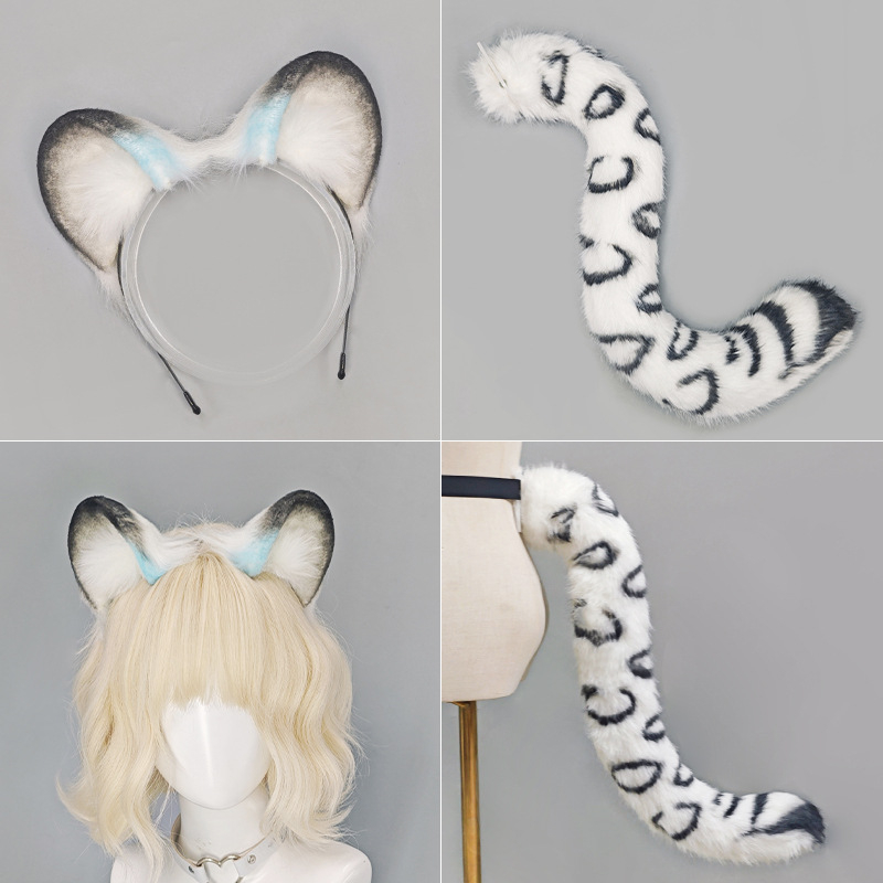 Cosplay set za kapu s ušima i repom snježnog leoparda, inspiriran Bai Li Shouyue iz Honor of Kings, Zima 2025