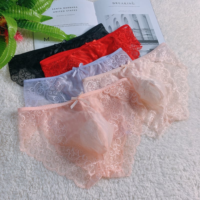 Meeste õmblusteta pitsilised aluspüksid, U-kujuline taskuga, läbipaistvad ja hingavad